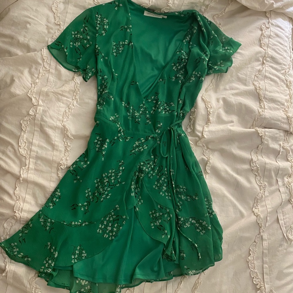 NORDSTROM GREEN WRAP DRESS